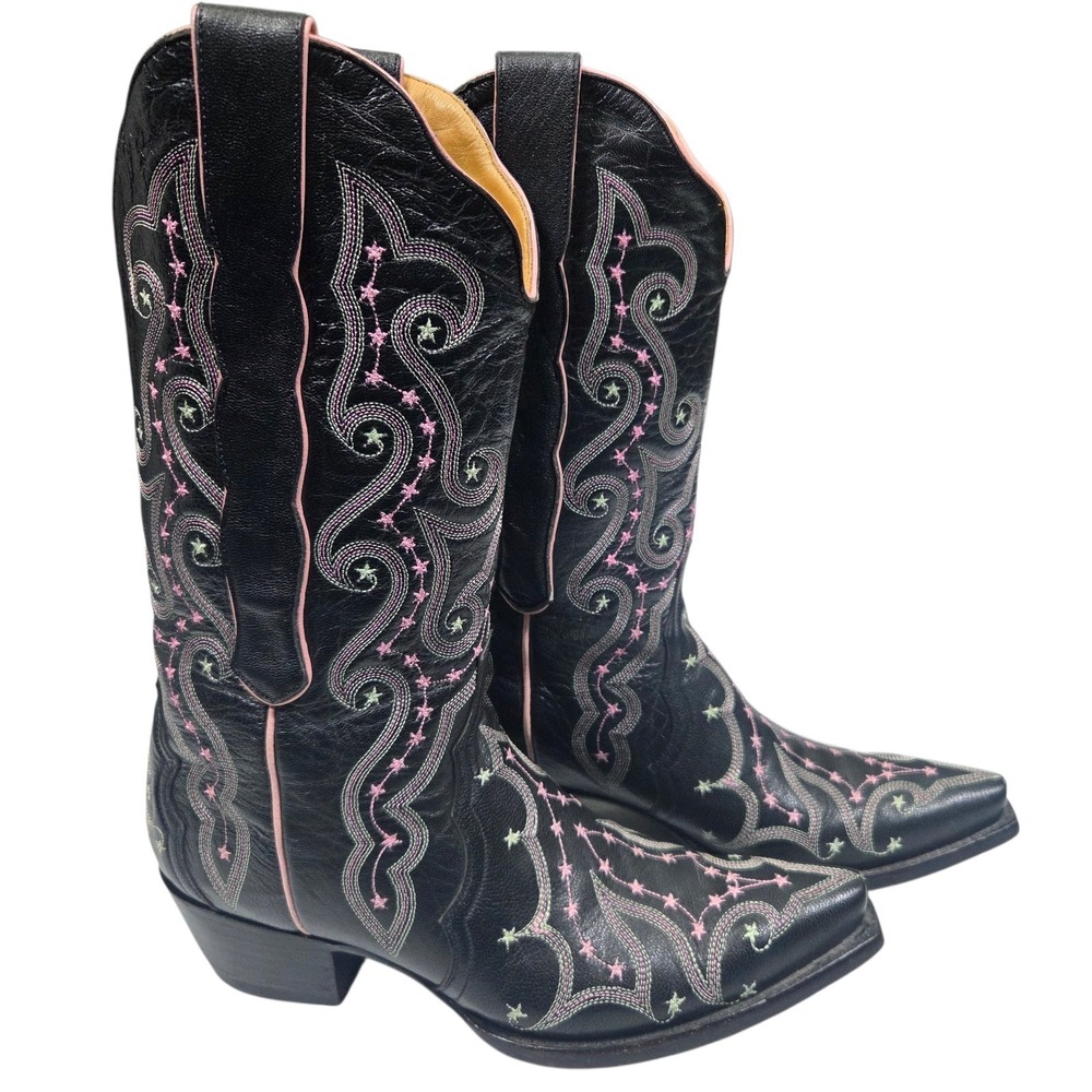 Old Gringo Boots Cowgirl Women's Size‎ 8 B Black Pink Western Rodeo Leather